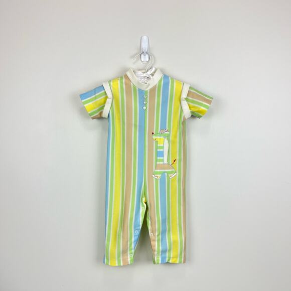 Vintage Tiny Tots Original Striped Giraffe Coverall - Picture 1 of 8